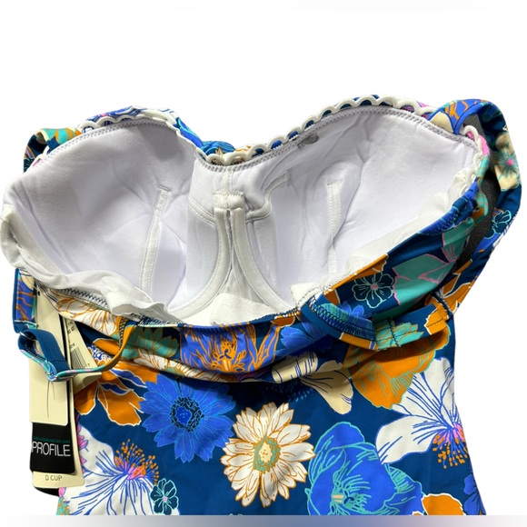 PROFILE BY GOTTEX light as a feather 32D tankini top built in underwire bra NWT - Picture 4 of 5